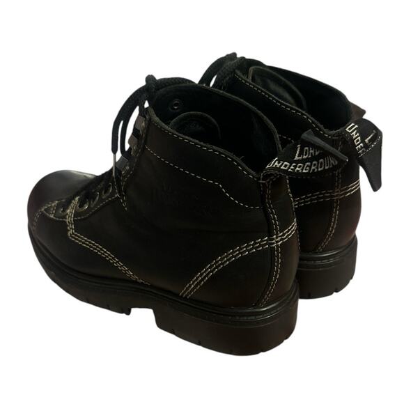 Women 9M London Underground Black Leather Lace-Up Combat Boots Punk Goth - Picture 3 of 11